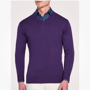 Peter Millar Men's Deep Purple V-Neck Sweater